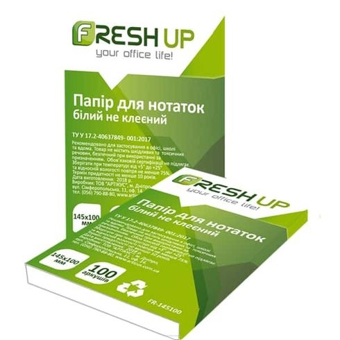 Блок паперу для нотаток 145х100х100 арк., не клеєний, білий ,Fresh Up, FR-145100