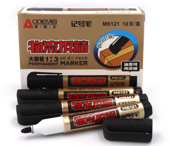 6121 Маркер перманент.  Aodemei, чорн. 10етик