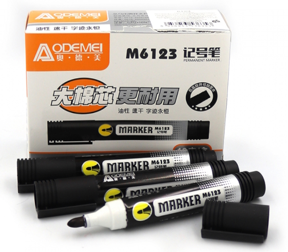 6123 Маркер перманент. Aodemei, чорн.10етик