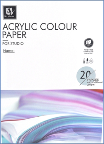 APA425020 Кольоровий акрил. папір Art Nation А4, 20стор., 250 г/кв.м 1 шт/єтик