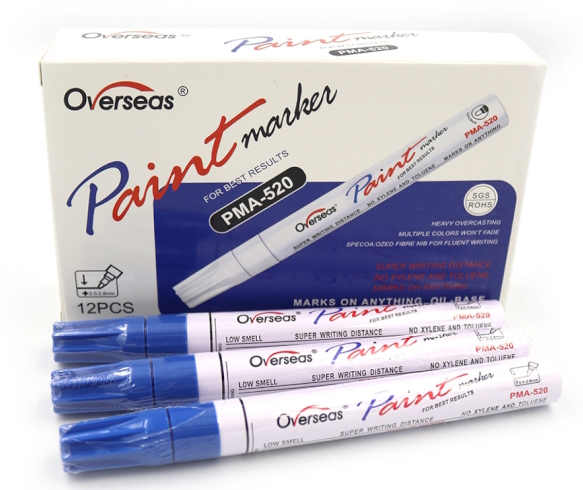 DSCN7501-BL Маркер-фарба синій, 2.0-2.8mm 12шт/етикетка