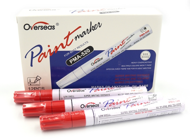 DSCN7501-RD Маркер-фарба червоний, 12шт/етикетка