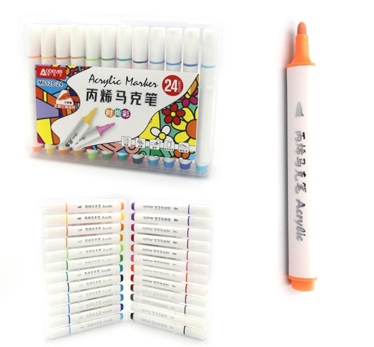 M6128-24 Набір акрил. скетчмаркерів Aodemei трикутн. корп., 24шт., plastic box