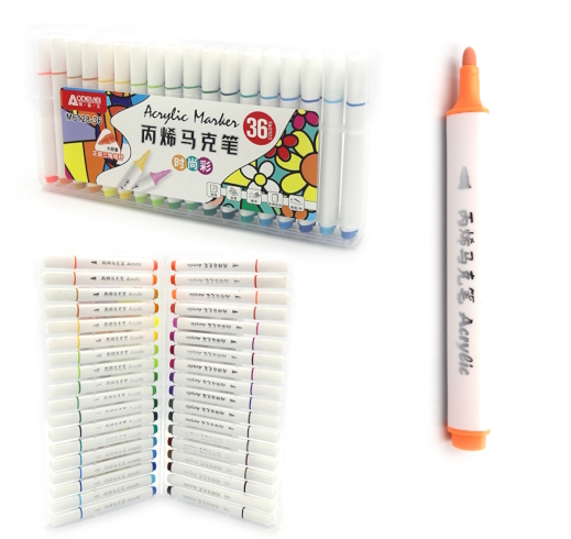 M6128-36 Набір акрил. скетчмаркерів Aodemei трикутн. корп., 36шт., plastic box