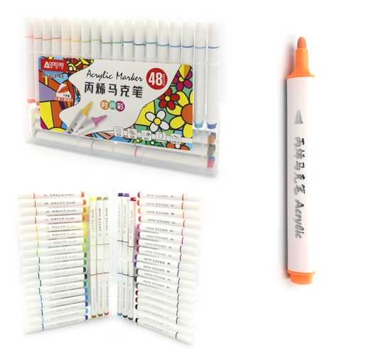 M6128-48 Набір акрил. скетчмаркерів Aodemei трикутн. корп., 48шт., plastic box