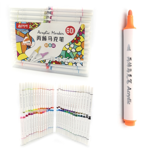 M6128-60 Набір акрил. скетчмаркерів Aodemei трикутн. корп., 60шт., plastic box