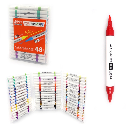 M6140-48 Набір акрил. скетчмаркерів двостор. Aodemei м'який+тверд., 48шт., plastic box