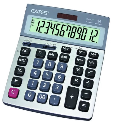 Калькулятор 12-розрядний EATES BM-12V, два живлення, великий LCD дисплей, розмір 154x209x35мм, вага 264г