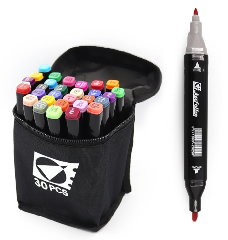 ST40656 Набір скетч маркерів двостор. 30шт.30кол.кругл/скош након. в сумці