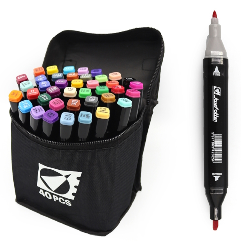ST40658 Набір скетч маркерів двостор. 40шт.40кол.кругл/скош након. в сумці