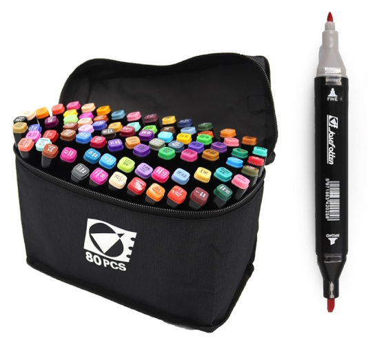 ST40662 Набір скетч маркерів двостор. 80шт.80кол.кругл/скош након. в сумці