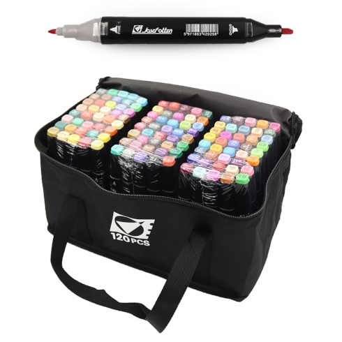 ST40663 Набір скетч маркерів двостор. 120шт.120кол.кругл/скош након. в сумці, термоусад. плівка