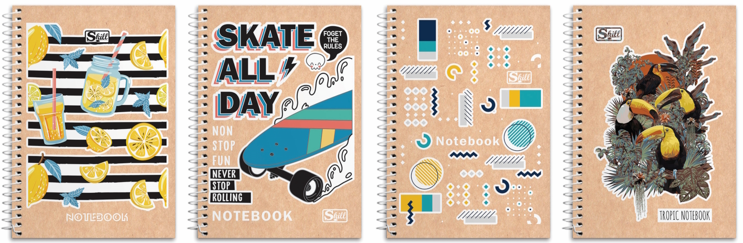 Блокнот бок.спір. Ф-А6 Kraft 80арк., чорна клітина з двох сторiн листа, 