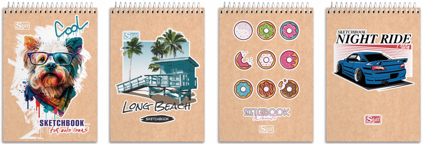 Блокнот верх.спір. Ф-А6 Kraft 80арк., свiтло-сiра клітина з одного боку листа, 