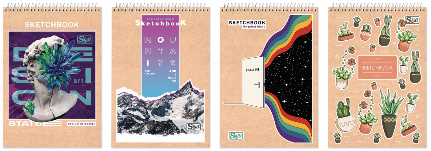 Блокнот верх.спір. Ф-А5 Kraft 80арк., свiтло-сiра клітина з одного боку листа, 