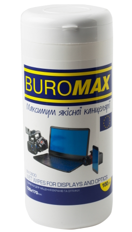 Салфетки для чистки экранов, мониторов и оптики, влажные, 100 шт. в пласт.тубе, BM.0800