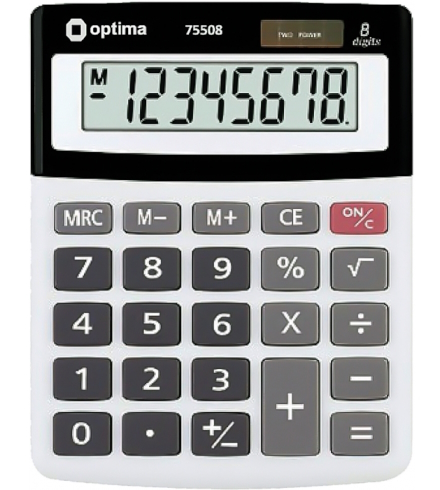 Калькулятор настільний Optima, 8 розрядів, розмір 134*107*34 мм,075508