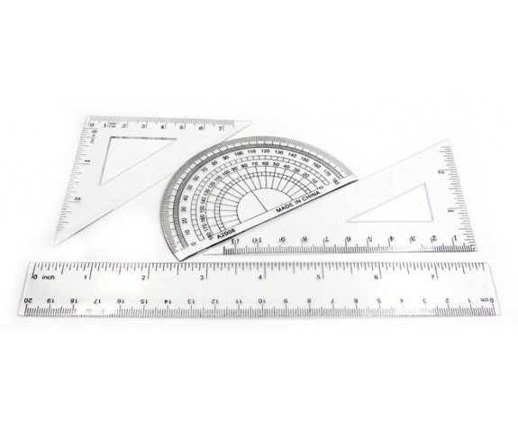 DSCN1027 Лінійка 15см + транспортир + 2 трикутника пласт., 4предм. 1шт / етикетка