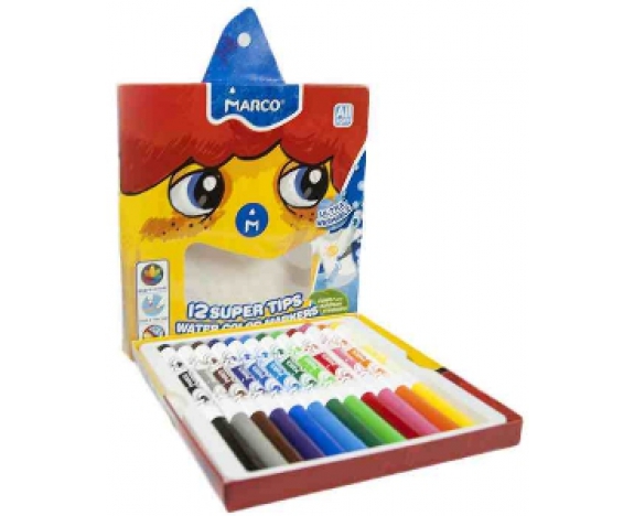 Фломастери 12 кольорів Super Washable, Marco,1630-12CB
