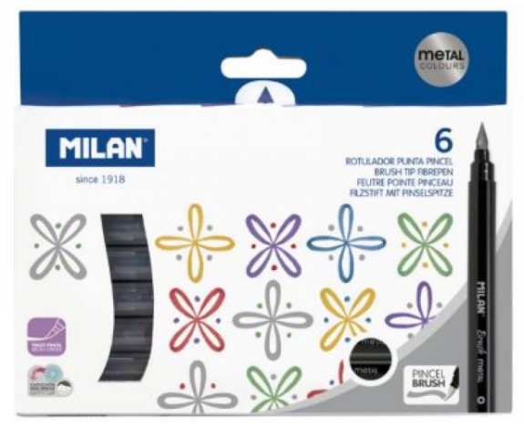 0612606MET Набір фломастерів пензликів ТМ MILAN 6кол. 0,5-6mm 1шт/етик