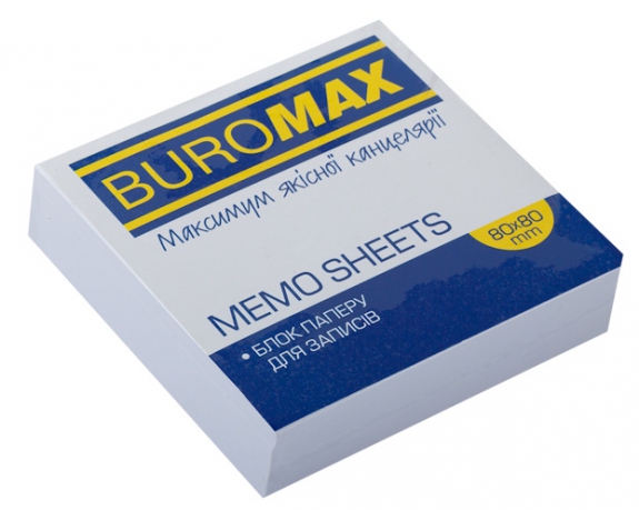 Блок білого паперу для нотаток JOBMAX 80х80х20мм, скл., BUROMAX, BM.2206