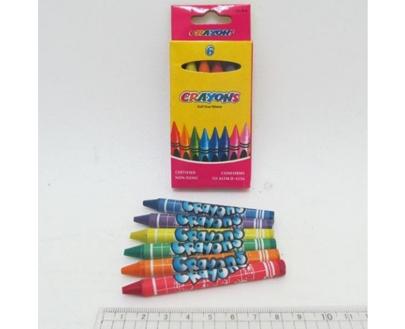 8496-6 Крейда воскова Crayons, набір 6 кол. 0,9*80мм, без етикетки