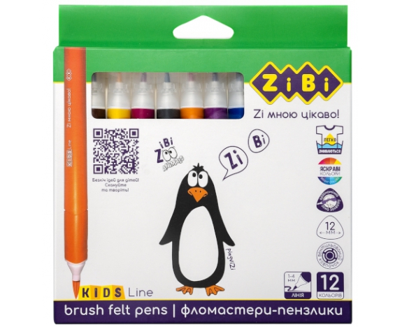 Фломастери брашеві, 12 кол., JUMBO, KIDS Line ZB.2822