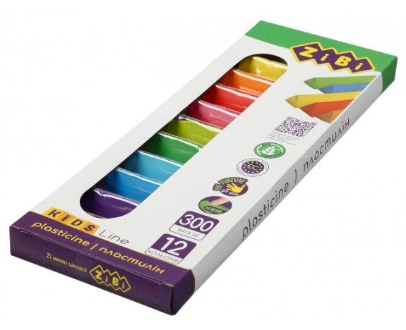 Пластилін 12 кольорів, 300 г, KIDS Line ZB.6227