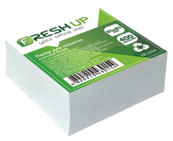 Блок паперу для нотаток 85х85мм., 400 арк., клеєний, Білий Fresh Up, FR-1212