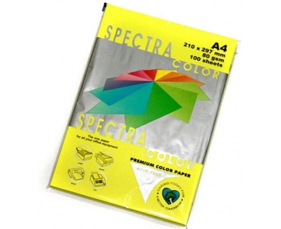 Кольоровий папір SPECTRA COLOR 100 аркушів А4 80 г/м, Cyber HP Yellow 363, жовтий, неон