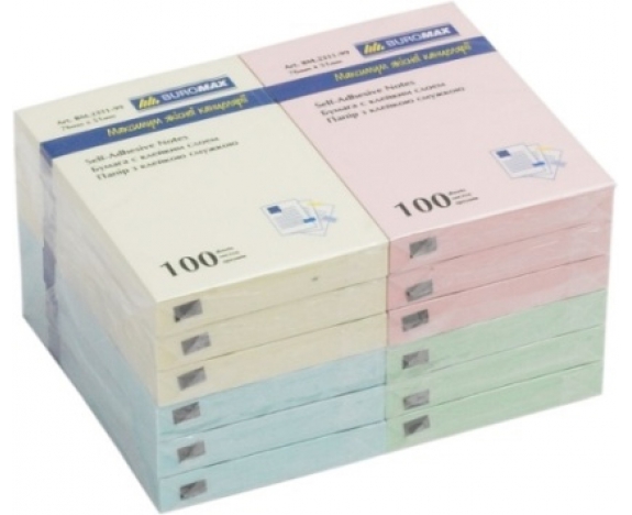 Блок для нотаток 51х76мм, 100арк., асорті, BUROMAX, BM.2311-99