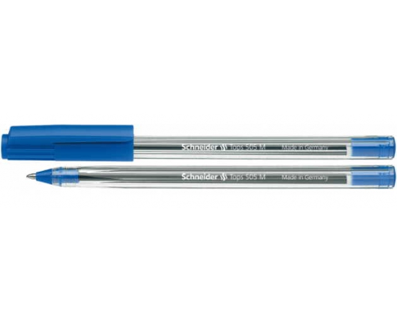 Ручка кулькова SCHNEIDER TOPS 505 М 0,7 мм. Корпус прозорий, пише синім, S150603