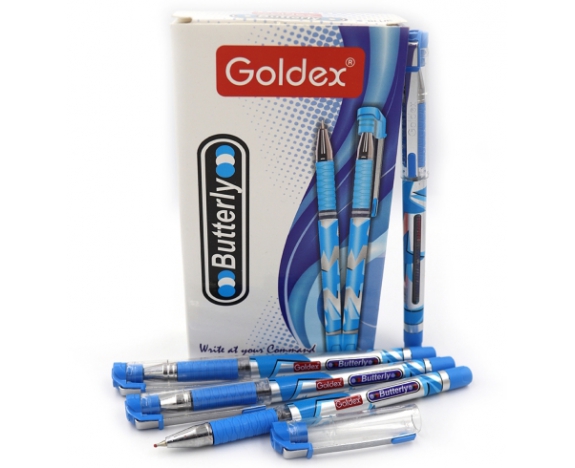 Ручка масляна Goldex Butterfly #1271 Індія Blue 0,7мм з грипом