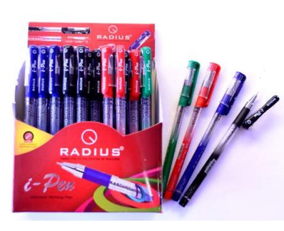 Ручка I-PEN, картон.дисплей MIX-50, синя, чорна, червона, зелена, 1,0 мм, Radius