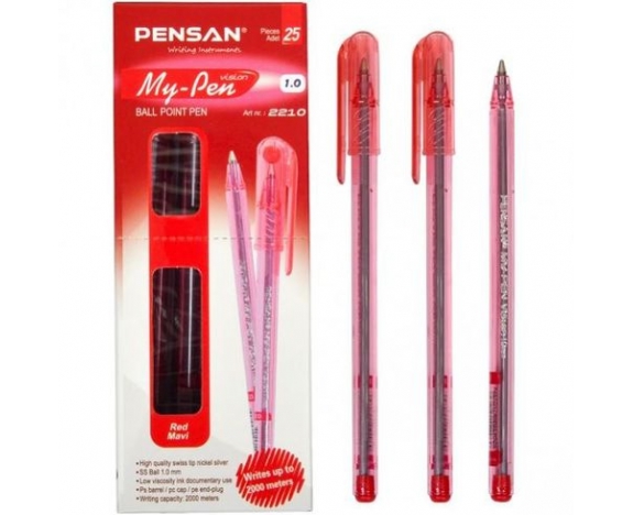 Ручка масляна PENSAN «My-Pen», ЧЕРВОНА, 1,00мм, Туреччина