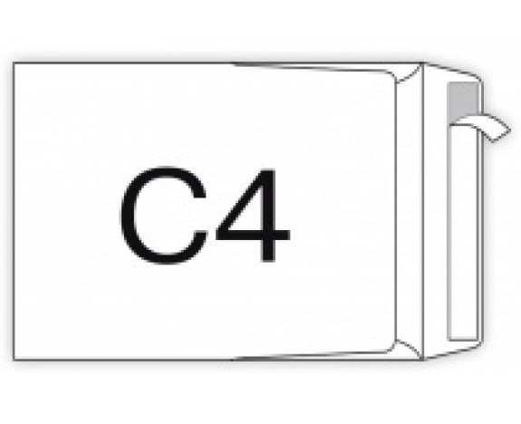 Конверт C4 50 шт (0+0) скл, бічний клапан 90г/м2, КУ4040_50
