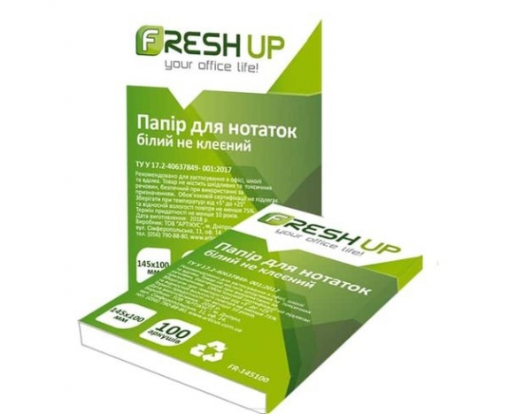 Блок паперу для нотаток 145х100х100 арк., не клеєний, білий ,Fresh Up, FR-145100