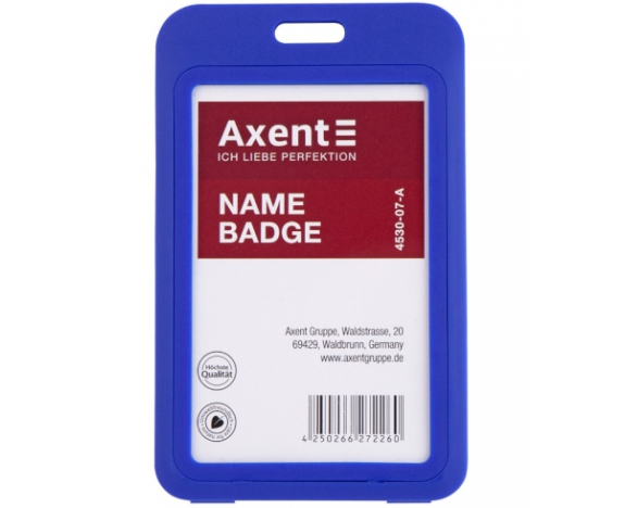 Бейдж вертикальний, PP, синій, 4530 (50х84мм) 4530-07-A AXENT